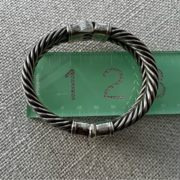 Silver Sculpted Balinese Rope Bangle Bracelet - Picture 5 of 8